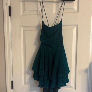 SHEIN Teal Glittery Dress
